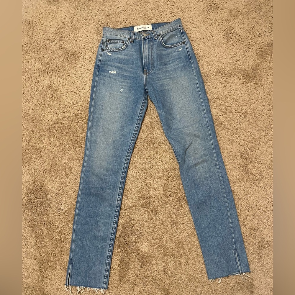 Reformation Julia high cigarette slit jeans size 24